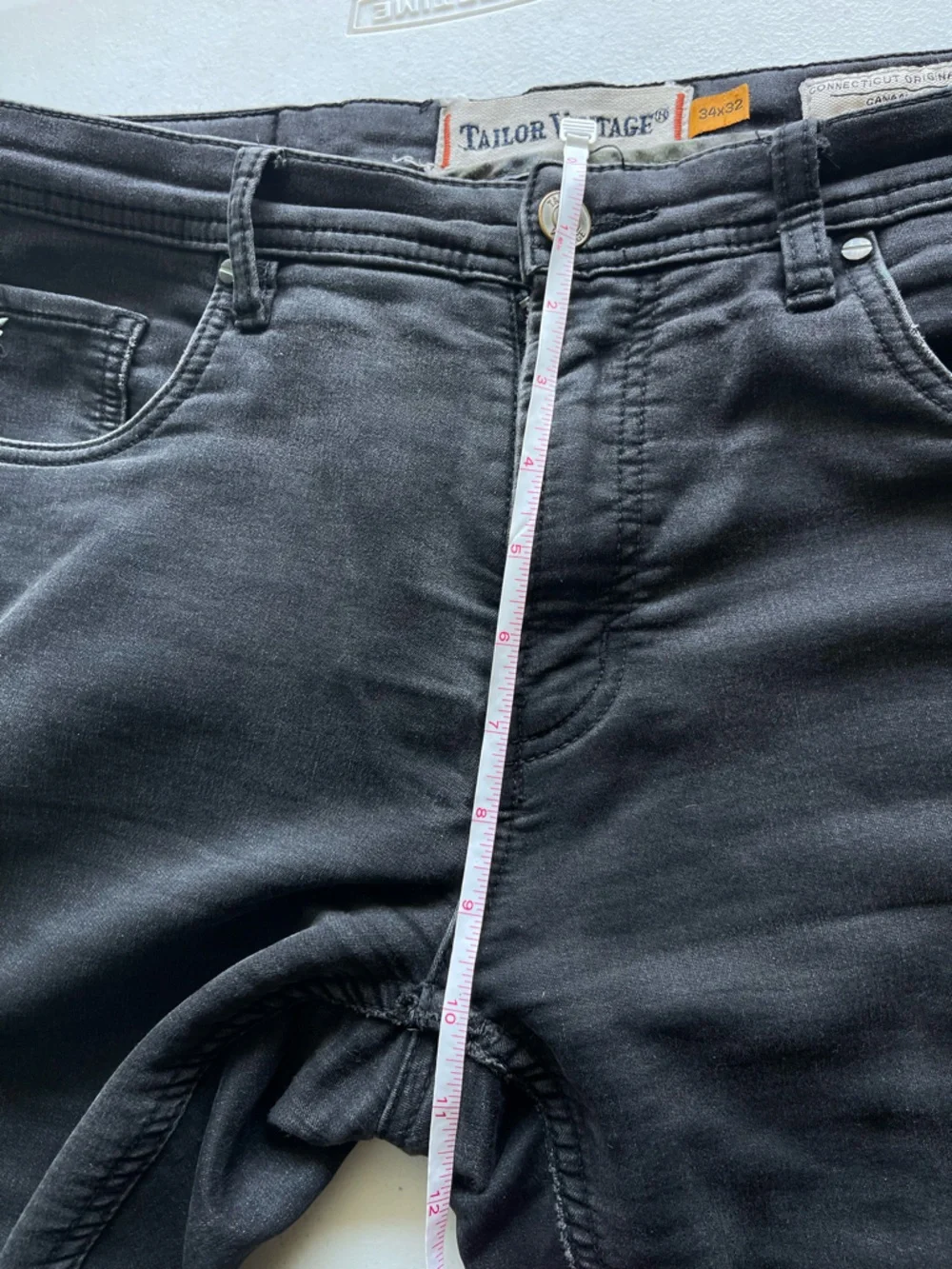Tailor Vintage Mens 34x32 Black Distressed Slim Fit Jeans Stretch Denim